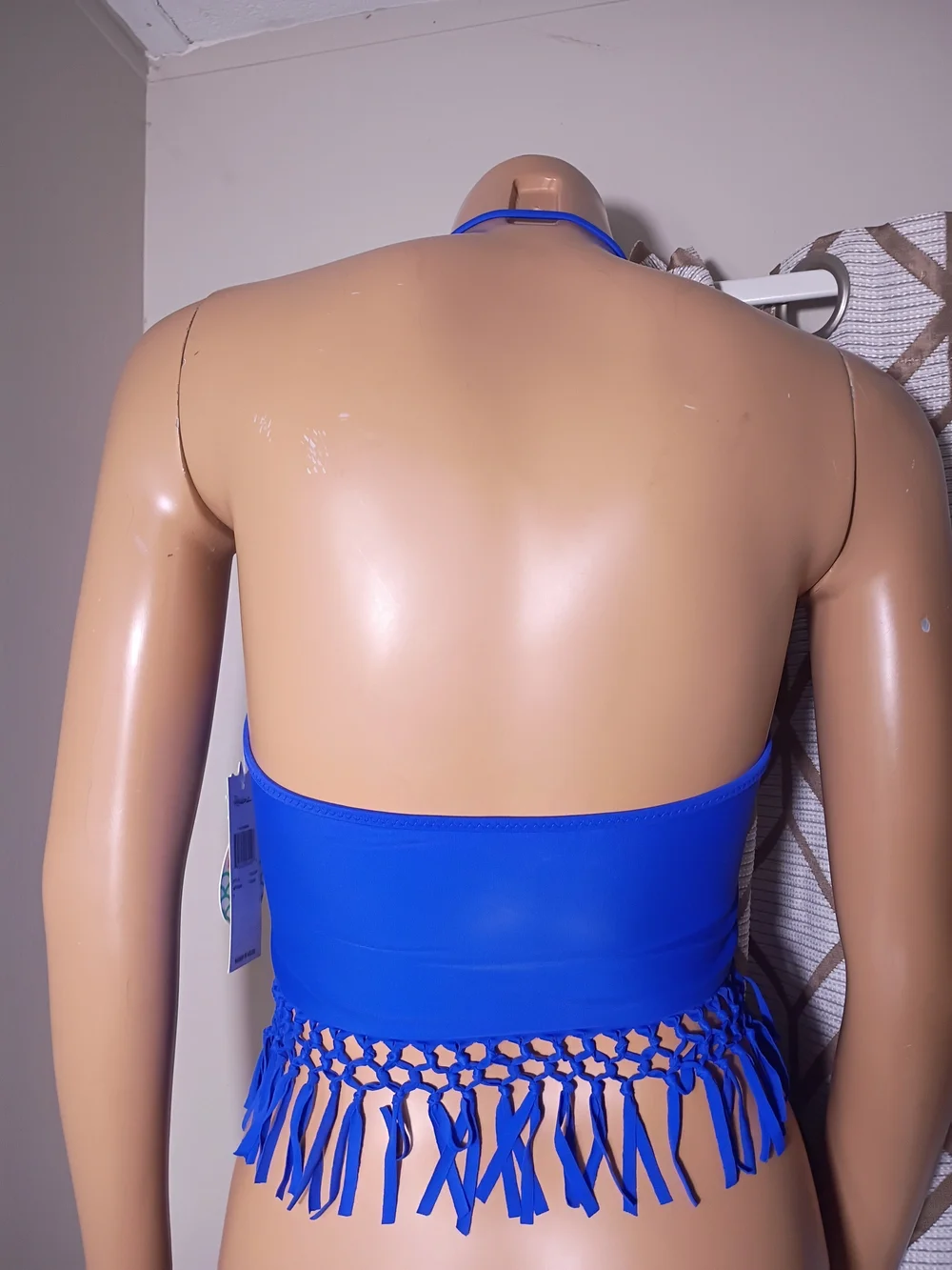 Raisins Fringe Halter One-Piece Swim Top - Black,‎ Yellow, Blue